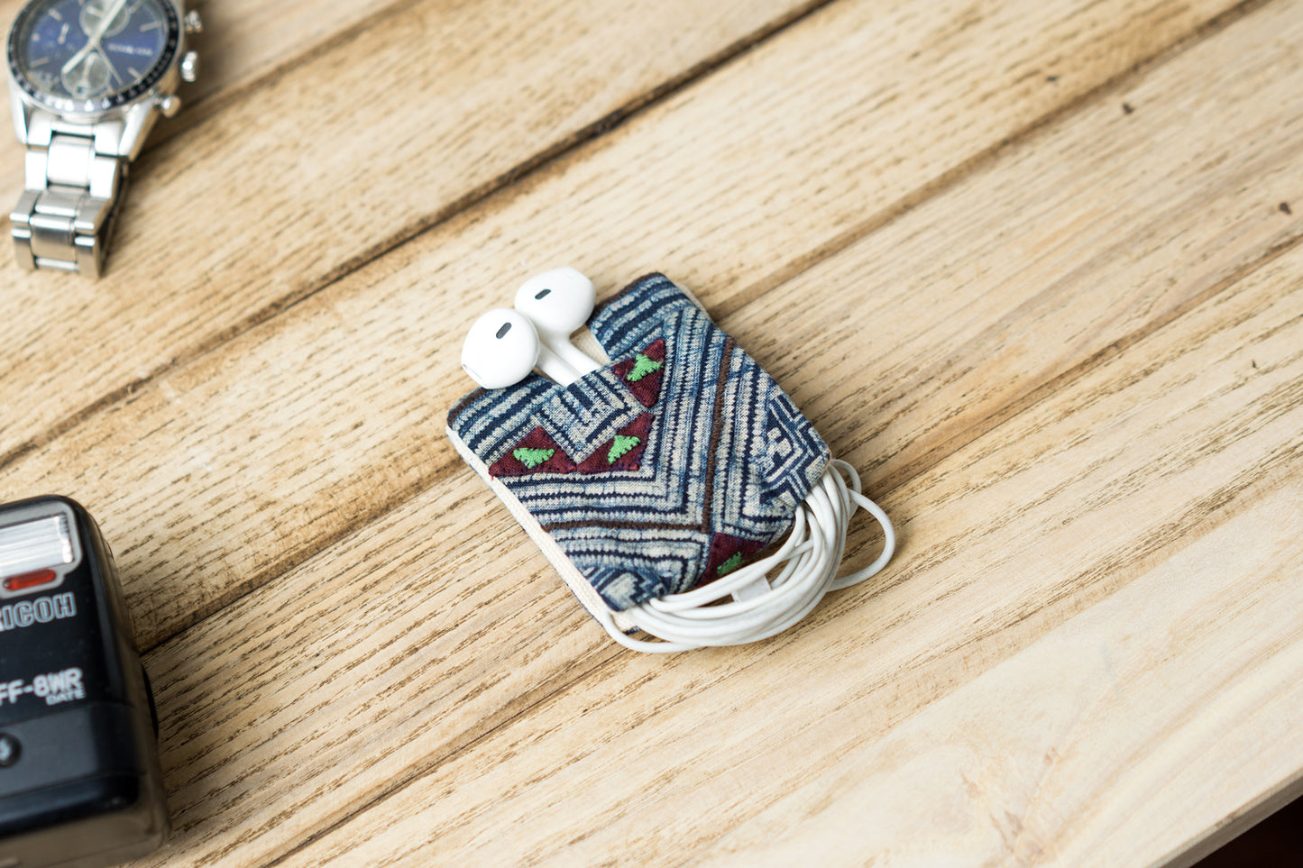 Batik Fabric Cord keeper | Earphone organizer