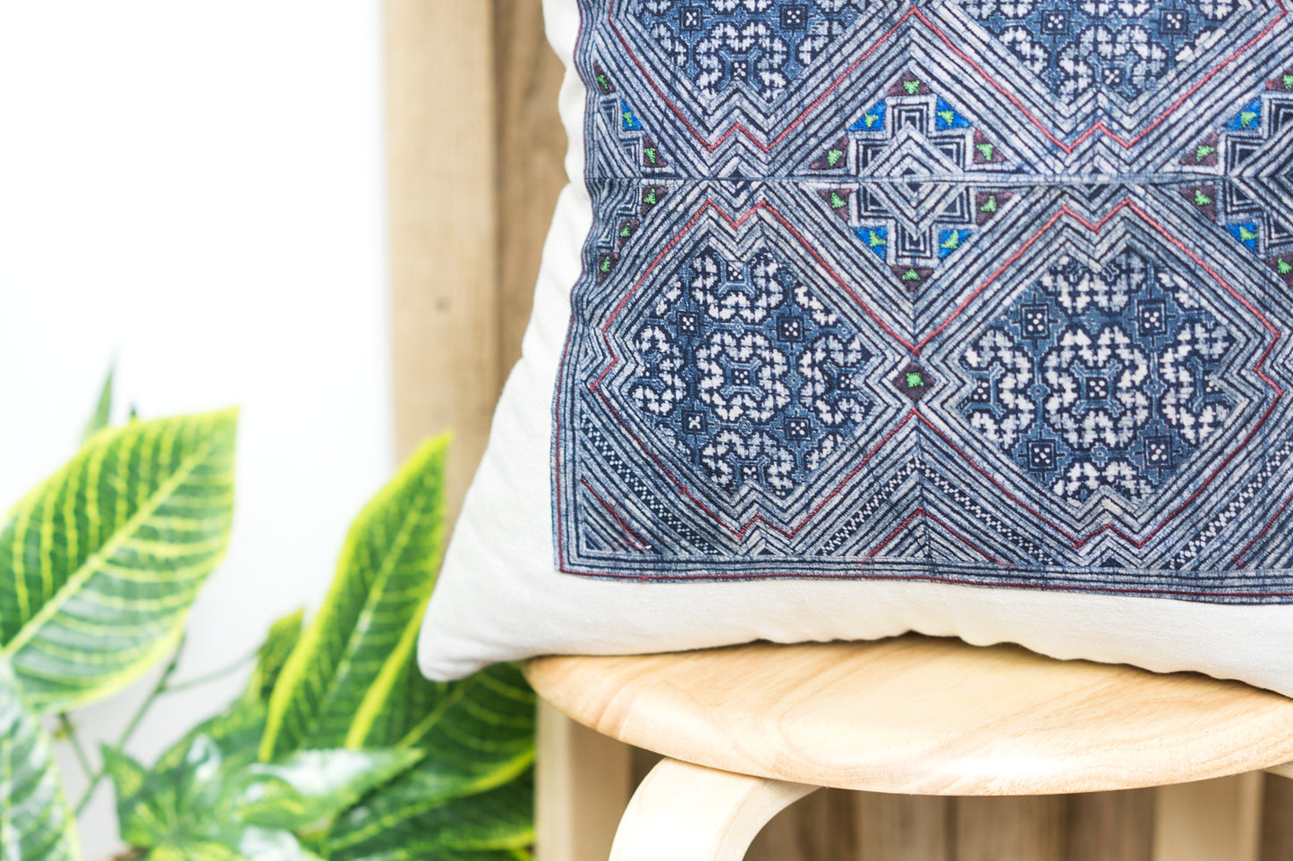 Beige Tribal Cushion Cover | Natural Linen Pillow