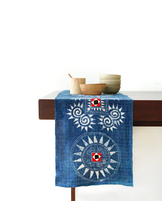 Indigo Batik Table Runner | Naturally Dyed Table Linens